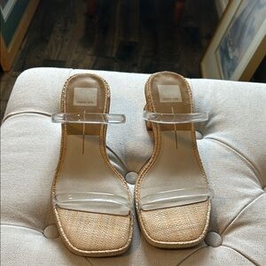 Dolce Vita Tan and Clear Strap Sandals